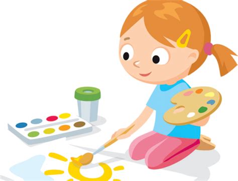 Drawing Clipart Cute Kid Painting Children Painting Clipart Png