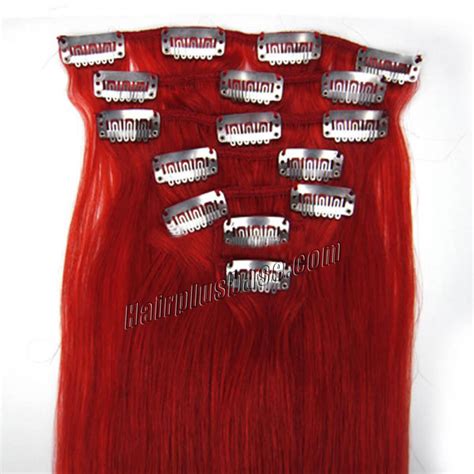 Wigsbuy best curly clip in hair extensions for black hair or blonde hair , all clip in human hair extensions in different colors, length & styles. 20 Inch Red Clip In Remy Human Hair Extensions 7pcs