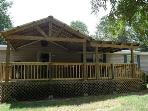 Covered deck design ideas gabled roof open porch covered. Gables How to attach A Porch Roof to A Mobile Home (With ...