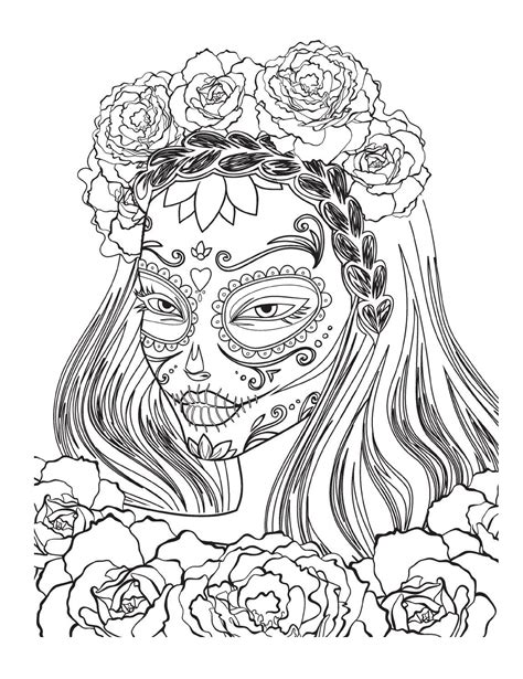 Pin On Sugar Skulls Day Of The Dead Coloring Pages For Adults