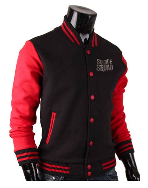 A fine quilt lining with wool trimmed inside pocket are all part of the complete package. Suicide Squad Varsity Jacket | Red and Black Color