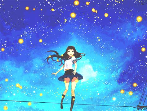 Anime Girl Night Sky My Edit And  On We Heart It