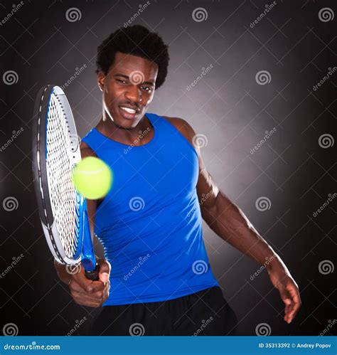 African Tennis Player Playing Tennis Stock Photo Image Of Black