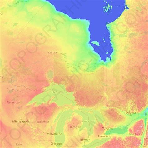 Ontario Topographic Map Elevation Relief