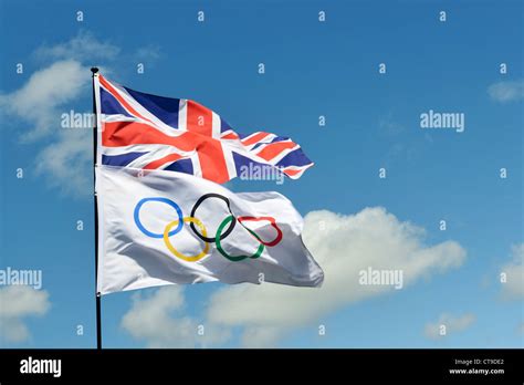 Uk And Olympic Flags Stock Photo Alamy