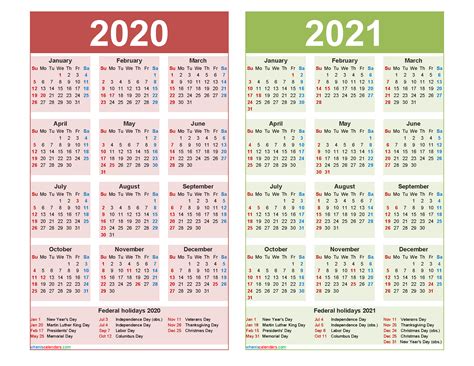 Free 2020 2021 Calendar Printable Word Pdf Free Printable 2020 Monthly Calendar With Holidays