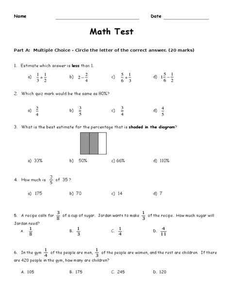 grade 7 fraction test decimal fraction mathematics