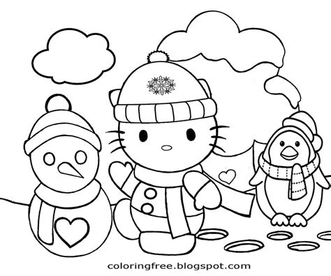 Coloring Sheets For Kids Winter - Winter Scenes With Cute Animals ...