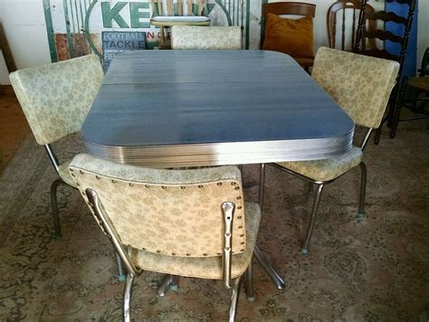 Retro side chairs with black. Retro 1950's Chrome & Formica Kitchen Table with 4 Vinyl ...