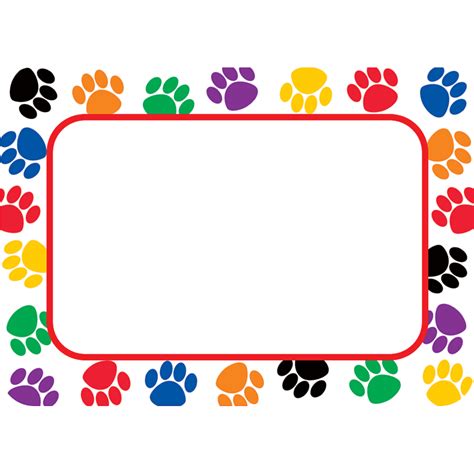 Colorful Paw Prints Name Tagslabels Tcr5168 Teacher Created Resources