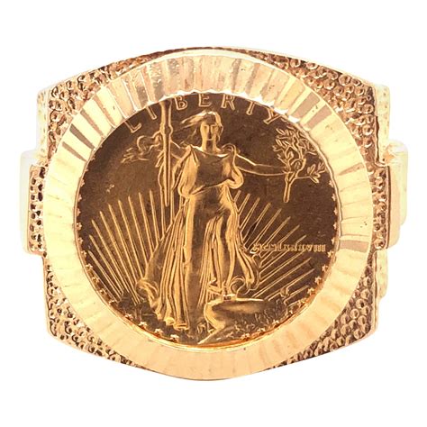 American Eagle Gold Coin Rolex Style Ring In 14k Yellow Gold At 1stdibs