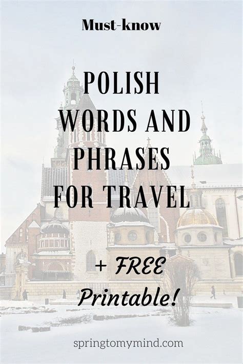 Must Know Polish Words And Phrases For Travel Free Printable
