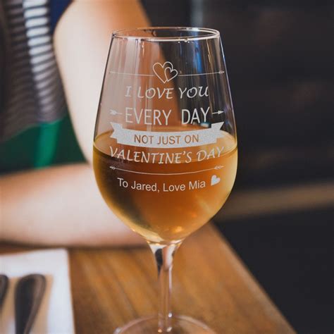 Engraved 350ml Valentines Day Wine Glasses