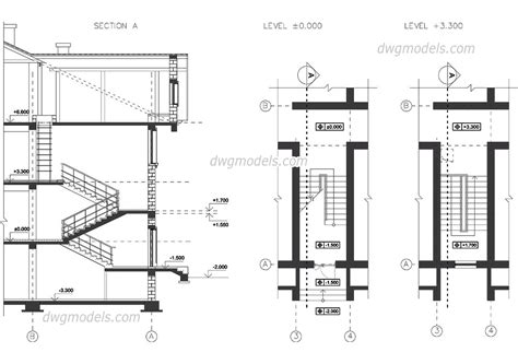 Stairs Footing Plan And Sections Details Cad Template Vrogue Co