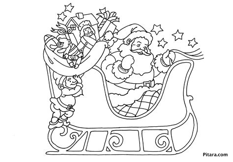 Santa Sleigh Free Colouring Pages