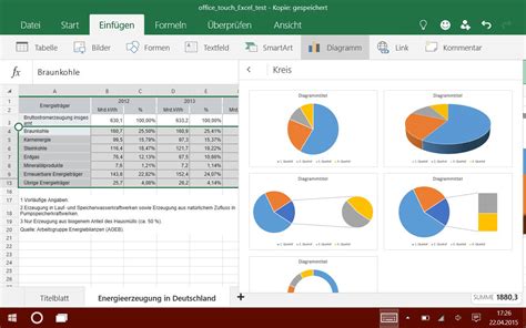 Markieren sie in excel die daten, die sie in einem diagramm darstellen wollen. Office Touch angetestet - Tabellenkalkulation mit ...