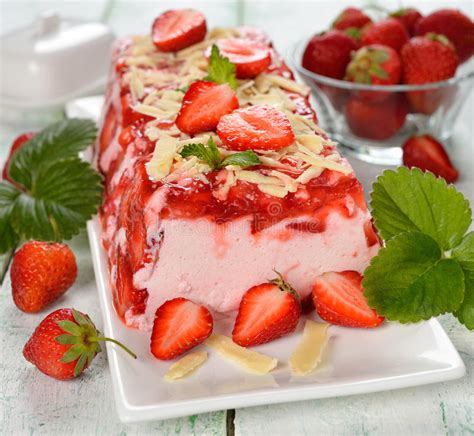 I had the most beautiful looking, healthy dessert/breakfast cheesecake tart thing with a maple leaf made out of strawberries on top that i was. Strawberry terrine stock image. Image of fruit, french - 40750353