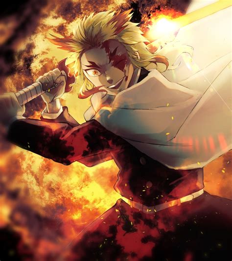 2200x2480 Kyojuro Rengoku Fight mode Demon Slayer Kimetsu no Yaiba