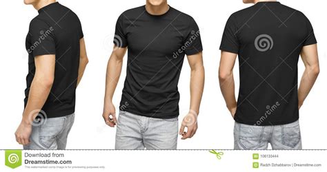 Download Young Male In Blank Black T-shirt, Front And Back View ...
