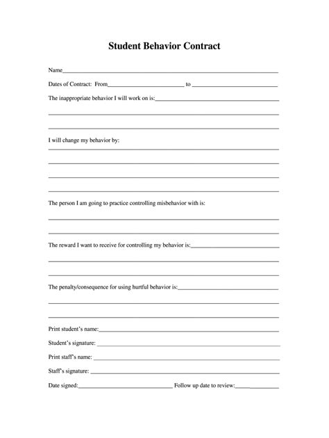 Download free printable behavior contract template samples in pdf, word and excel formats. Student Behavior Form - Fill Online, Printable, Fillable ...