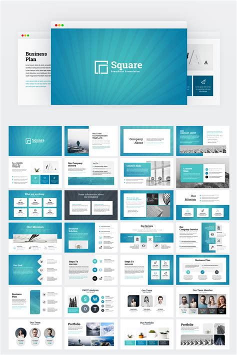 Square Creative Modern Business Plan Powerpoint Template For 21