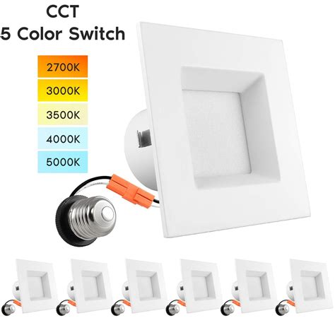 Luxrite 4 Inch Square Recessed Led Can Lights 5 Color Selectable