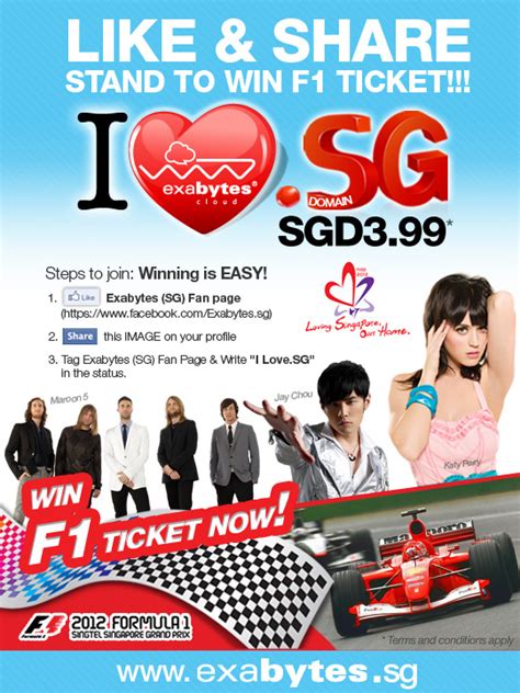 “Like & Share” and Stand to Win F1 Ticket! - Exabytes (Singapore