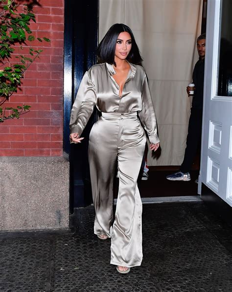 Ladies In Satin Blouses Kim Kardashian Silver Satin Blouse