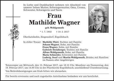 This is the profile site of the manager franz wagner. Traueranzeige (843110) - Familienanzeigen / Todesanzeigen ...