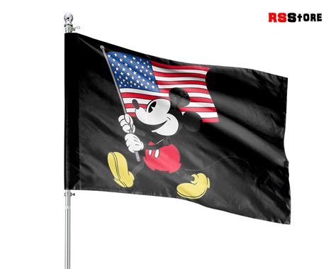 Mickey Mouse American Flag House Flag Mickey Mouse American Etsy