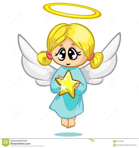 Vector Illustration Cute Christmas Flying Angel Character Stock Vector Image 63211268