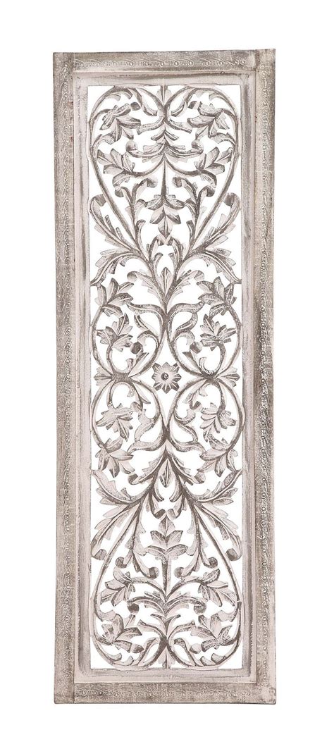 48 White Shabby Moroccan Leaf Wood Wall Art Panel French Country Decor