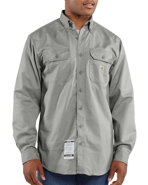 Carhartt Mens Solid Fr Two Pocket Long Sleeve Work Shirt Big And Tall