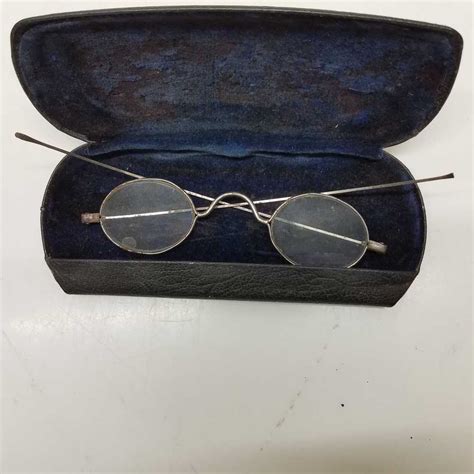 Antique Wire Frame Eyeglasses W Case Gem
