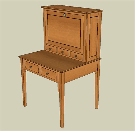 These dwg models created in autocad 2004. Writing table detail elevation CAD furniture 3d model sketch-up file - Cadbull