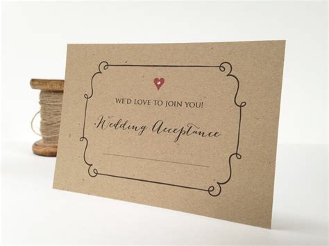 Wedding Acceptance Card Wedding Reply Card Rsvp Card Etsy