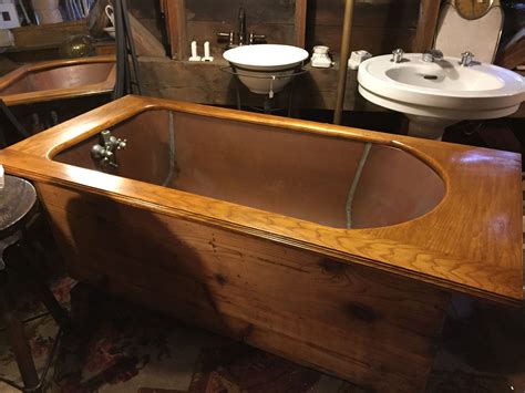 Awesome Vintage Copper Bathtub Wood Bull Antiques