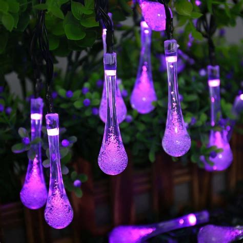 solar string lights 19 2ft 30 led crystal water drop fairy outdoor string christmas lights for