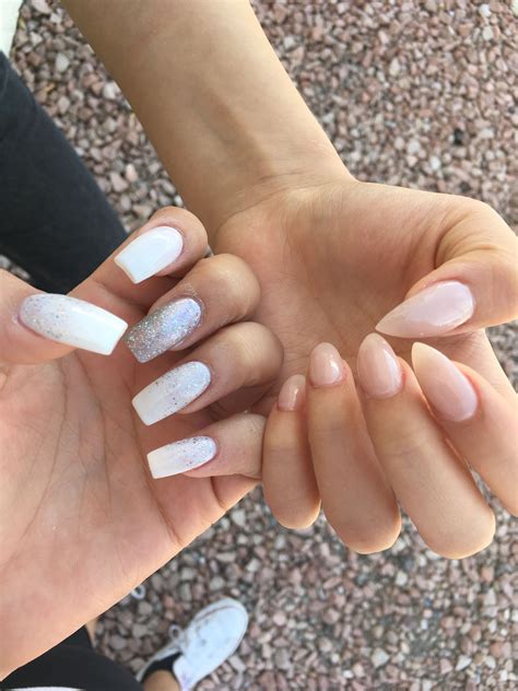 White glitter acrylic Nails Glitter Acrylics, Acrylic Nails, White