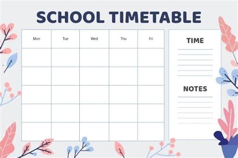 School Timetable Study Timetable Template School Timetable