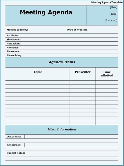 Meeting Agendas Templates Meeting Agenda Template Download Page