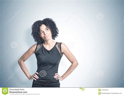 Download Pensive African American Woman, Mock Up Background Stock Image - Image of copy, joyful: 115473549