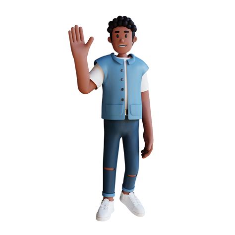 Black Young People Wave Hands 3d Character Illustration 11356112 Png
