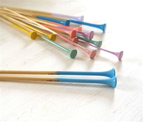 Wooden Knitting Needles Rainbow Dip Painted Set By