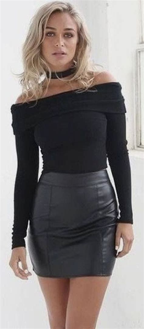 Pin Van Fashion Op Leather Skirt Outfit Leren Rok Ledermode Damesmode