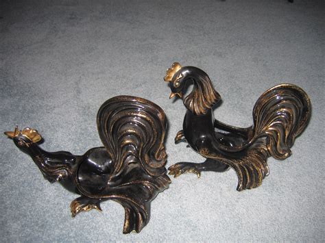 Many sizes and styles available. Vintage Black & Gold Fighting Rooster Ceramic Pottery ...