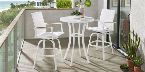 Solana White 3 Pc Outdoor Bar Height Dining Set With