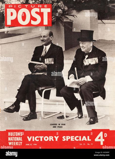 1946 Picture Post Magazine Winston Churchill And Clement Atlee Stock