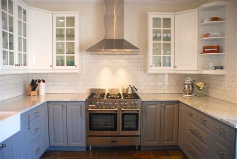 White Upper Kitchen Cabinets Gray Lower Instaimage