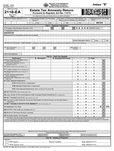 Bir Form 2118 Ea Fill Online Printable Fillable Blank Pdffiller